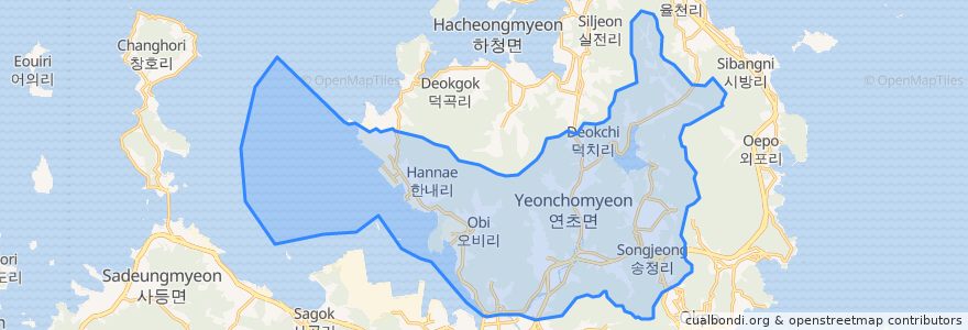 Mapa de ubicacion de 연초면.