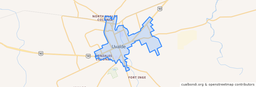 Mapa de ubicacion de Uvalde.