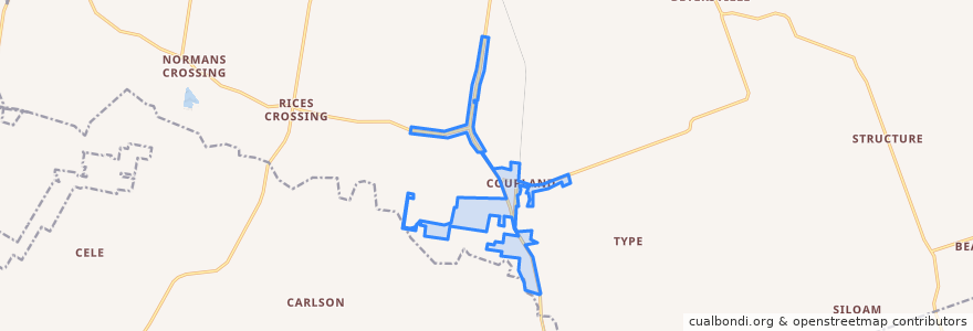 Mapa de ubicacion de Coupland.