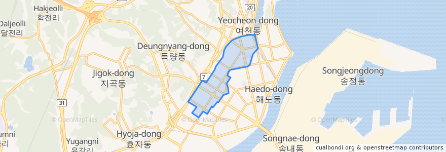 Mapa de ubicacion de 죽도동.