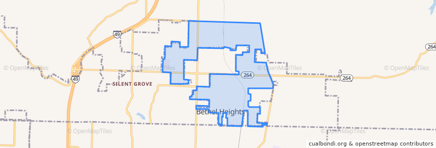 Mapa de ubicacion de Bethel Heights.