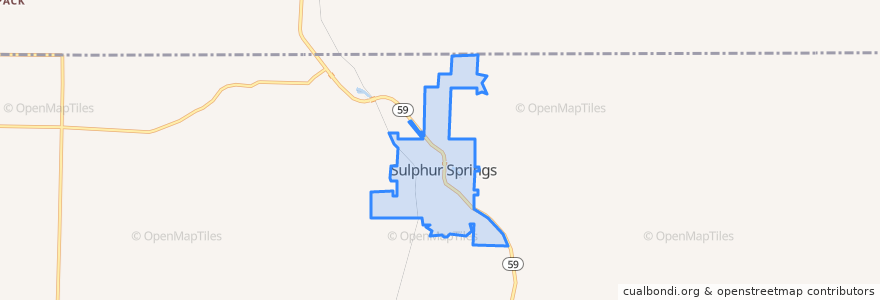 Mapa de ubicacion de Sulphur Springs.