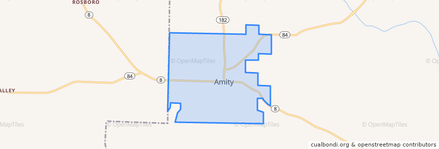 Mapa de ubicacion de Amity.