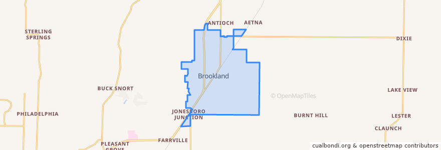 Mapa de ubicacion de Brookland.