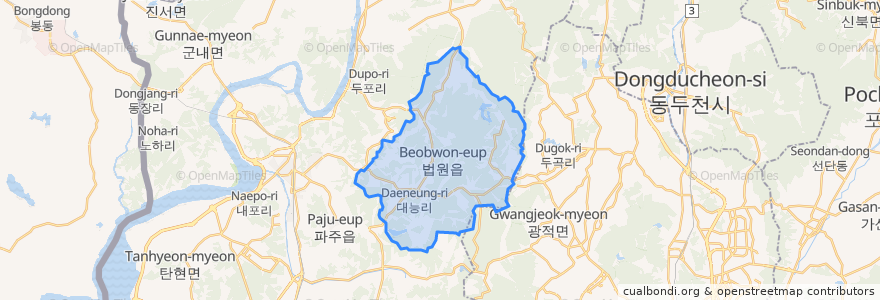 Mapa de ubicacion de Beobwon-eup.