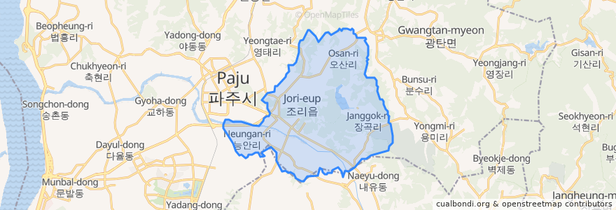 Mapa de ubicacion de 조리읍.