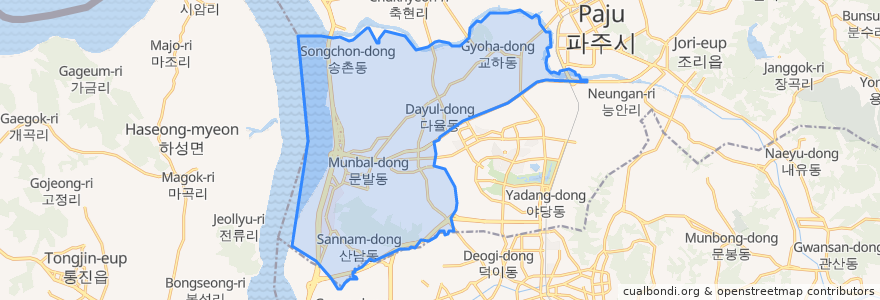 Mapa de ubicacion de 교하동.