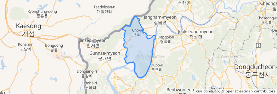 Mapa de ubicacion de 진동면.