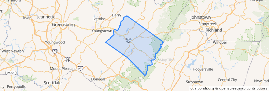 Mapa de ubicacion de Ligonier Township.