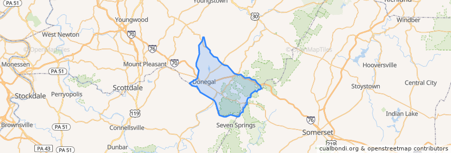 Mapa de ubicacion de Donegal Township.