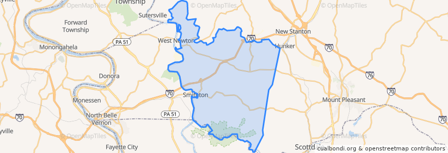 Mapa de ubicacion de South Huntingdon Township.