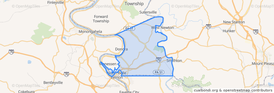 Mapa de ubicacion de Rostraver Township.