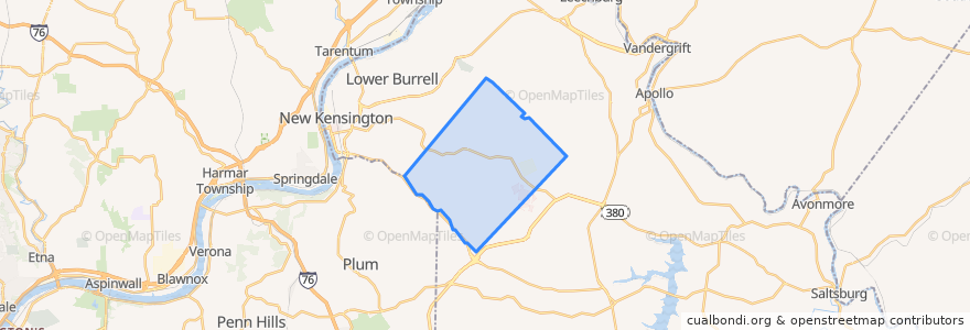 Mapa de ubicacion de Upper Burrell Township.