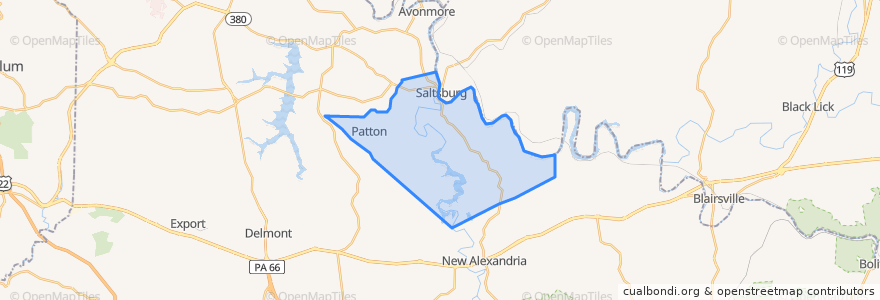 Mapa de ubicacion de Loyalhanna Township.