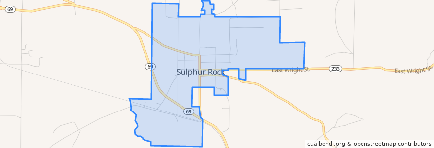 Mapa de ubicacion de Sulphur Rock.