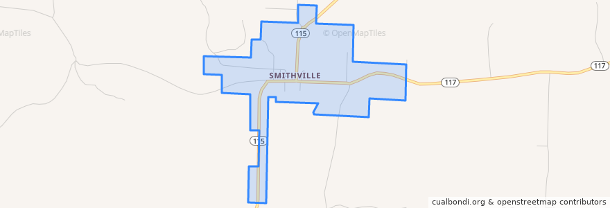 Mapa de ubicacion de Smithville.