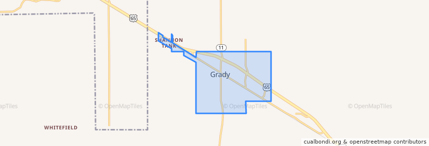 Mapa de ubicacion de Grady.