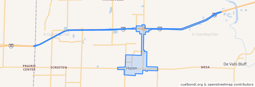 Mapa de ubicacion de Hazen.