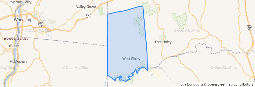 Mapa de ubicacion de West Finley Township.