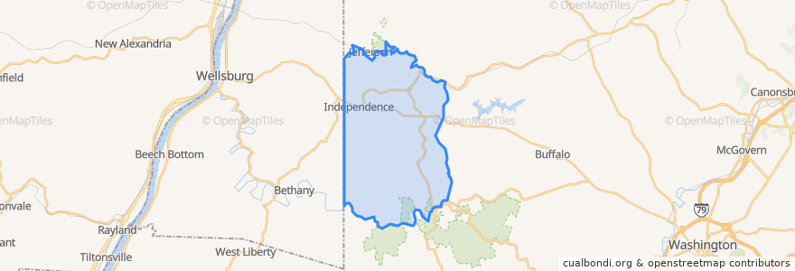 Mapa de ubicacion de Independence Township.