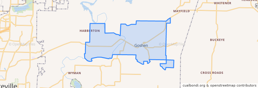 Mapa de ubicacion de Goshen.