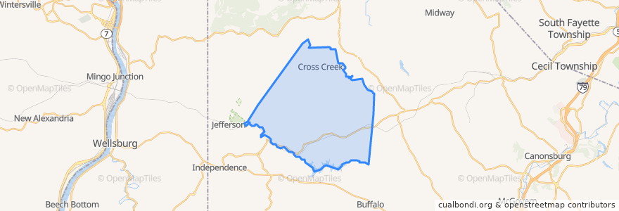 Mapa de ubicacion de Cross Creek Township.