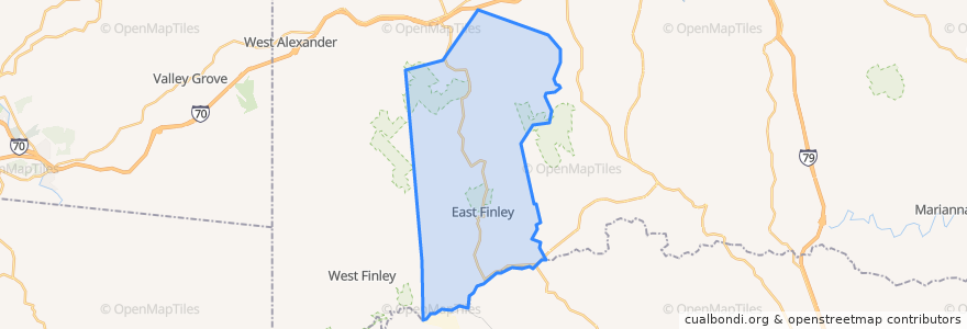 Mapa de ubicacion de East Finley Township.