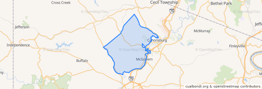 Mapa de ubicacion de Chartiers Township.