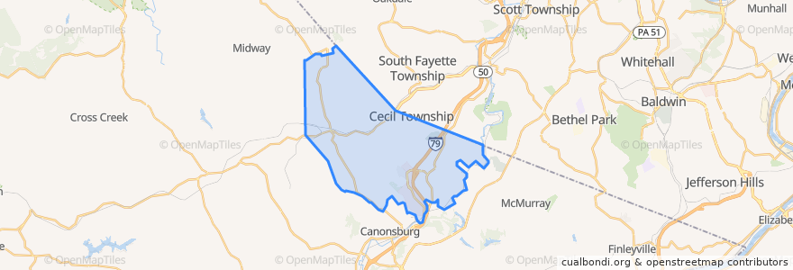 Mapa de ubicacion de Cecil Township.