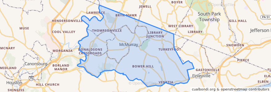 Mapa de ubicacion de Peters Township.