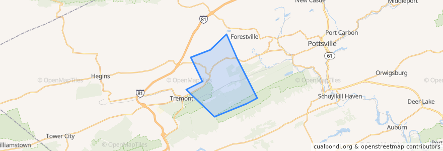 Mapa de ubicacion de Reilly Township.