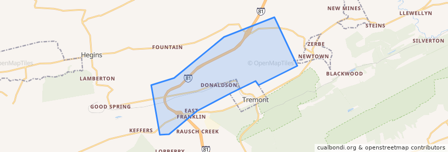 Mapa de ubicacion de Frailey Township.