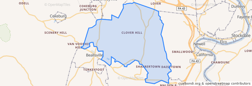 Mapa de ubicacion de West Pike Run Township.