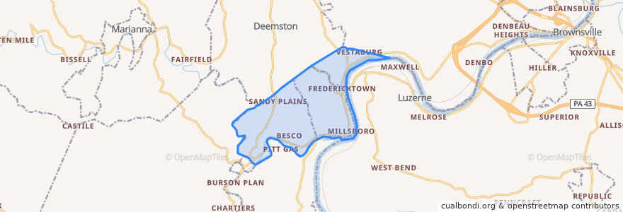 Mapa de ubicacion de East Bethlehem Township.