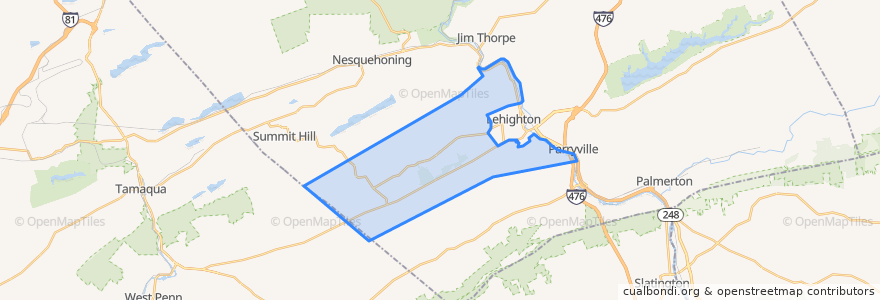 Mapa de ubicacion de Mahoning Township.