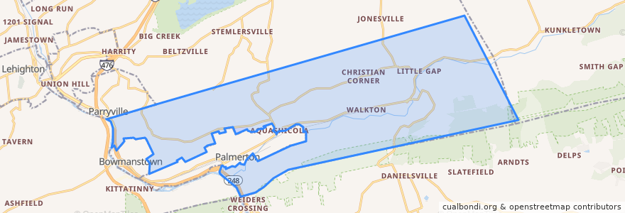 Mapa de ubicacion de Lower Towamensing Township.