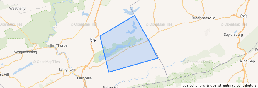 Mapa de ubicacion de Towamensing Township.