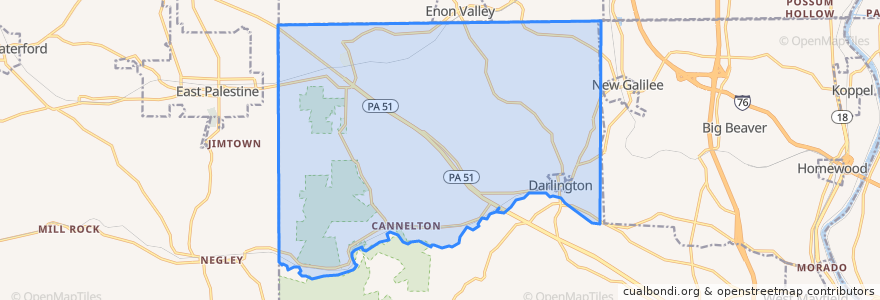 Mapa de ubicacion de Darlington Township.