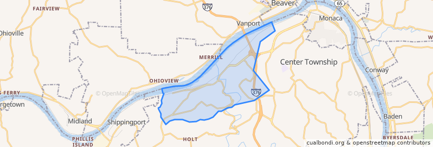 Mapa de ubicacion de Potter Township.