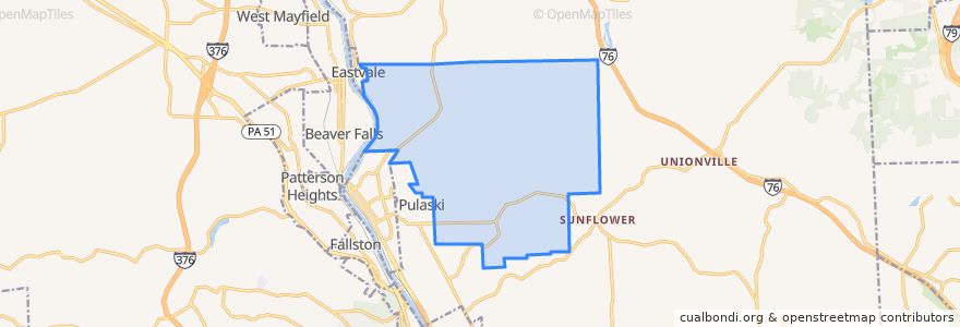 Mapa de ubicacion de Daugherty Township.