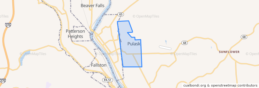 Mapa de ubicacion de Pulaski Township.