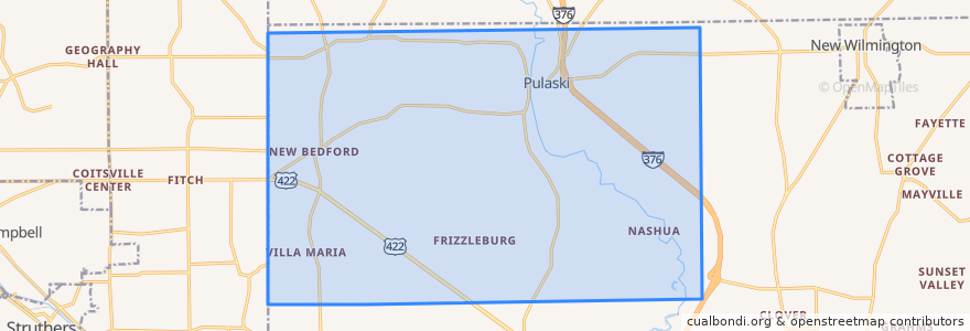 Mapa de ubicacion de Pulaski Township.