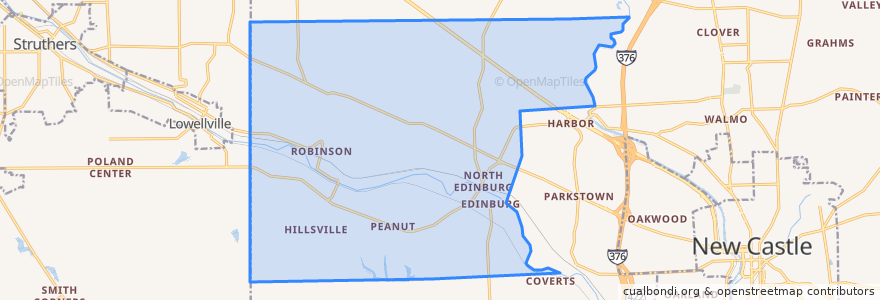 Mapa de ubicacion de Mahoning Township.