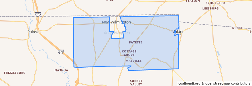 Mapa de ubicacion de Wilmington Township.