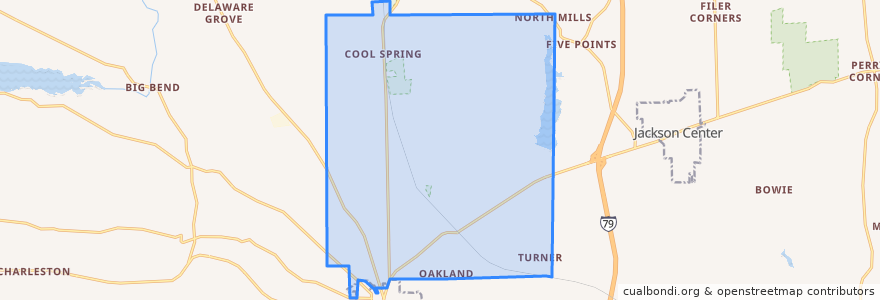 Mapa de ubicacion de Coolspring Township.