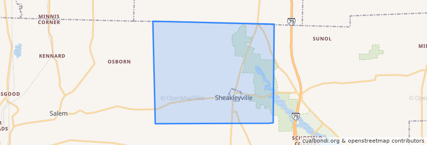 Mapa de ubicacion de Sandy Creek Township.
