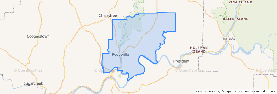 Mapa de ubicacion de Cornplanter Township.