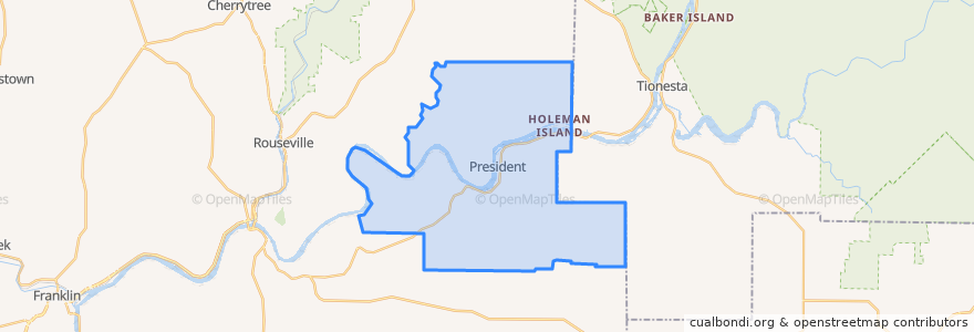 Mapa de ubicacion de President Township.