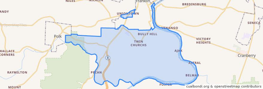 Mapa de ubicacion de Sandycreek Township.