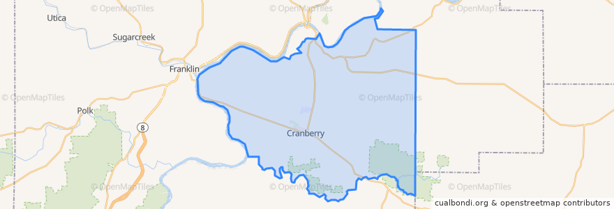 Mapa de ubicacion de Cranberry Township.